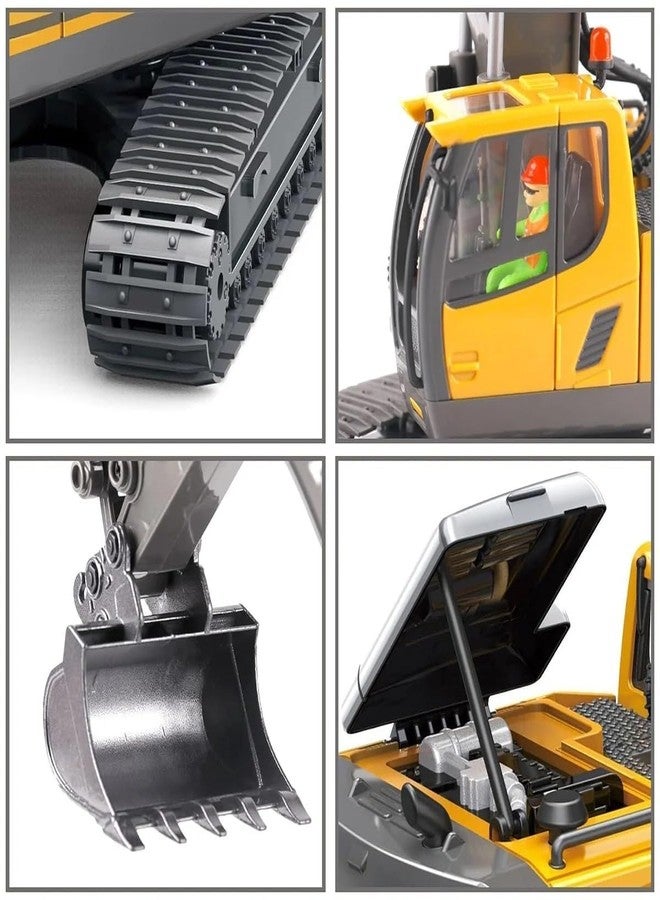 JOYJAY 1:20 Scale Remote Control Excavator Toy for 3-11 Yr Boys, Best Birthday Gifts for Kids 3 4 5 6 7 8 9 10 11+ Year Old, Rc Construction Toys with Metal Shovel, Lights, Sounds,Smoke 2.4Ghz, Multi - Image 3